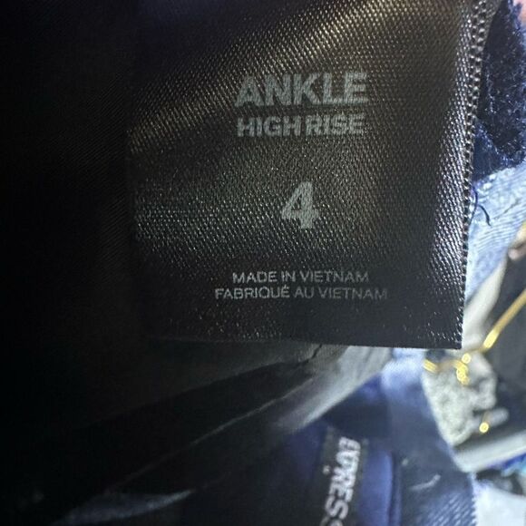 Express Blue Ankle High Rise Belted Linen Blend Pant NWT MSRP $79.98 - Picture 2 of 14